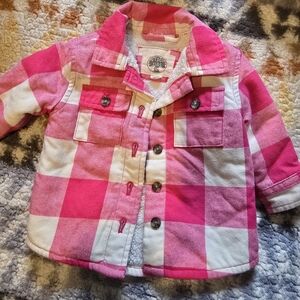 Bass Pro Shops Pink and White Plaid Jean Jacket